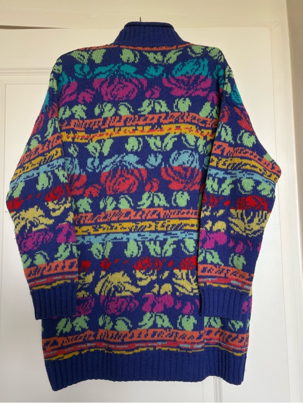 United Colors of Benetton Vintage 90s Shetland Wool Multicolor Sweater - Picture 2 of 5